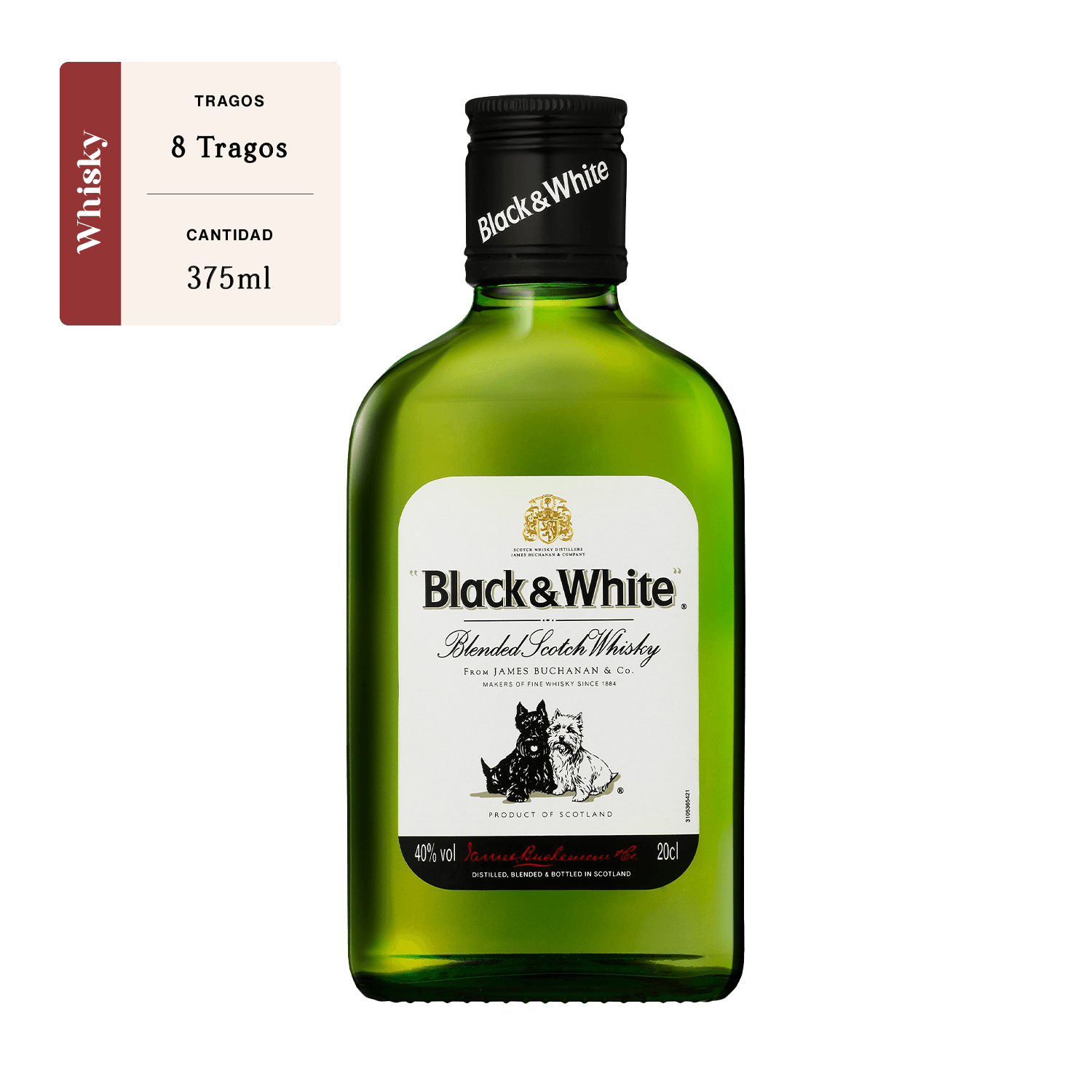 gramática Antemano Perca Whisky Black & White 375ml